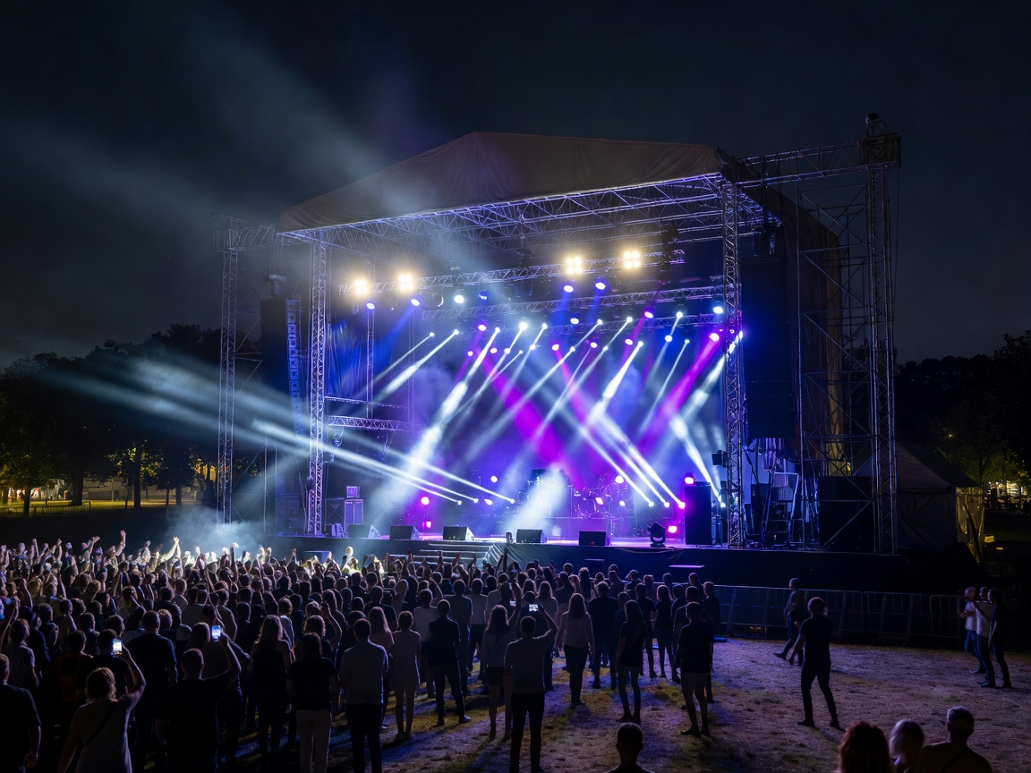 Main Stage illuminated at Budapest Island Festival